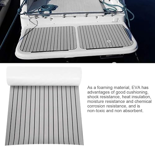 Tappeto Antiscivolo per Pavimenti Marine Boat Yacht, Tappetino per Pavimenti in Teak Eva Sintetico per Barche e Kayak, 240 * 90 * 0,6cm(Grigio Chiaro) - Ysert