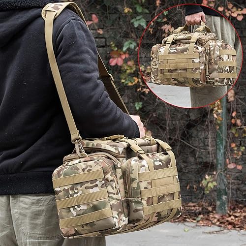 Grande Borsa da Pesca alla Carpa, Borsa portaoggetti con Spalle in Vita Resistente all'Acqua, Multi-Tasche Adatta a Quattro 3600 Holdall per attività all'aperto, Escursioni, Caccia, Campeggio, Viaggi - Ysert