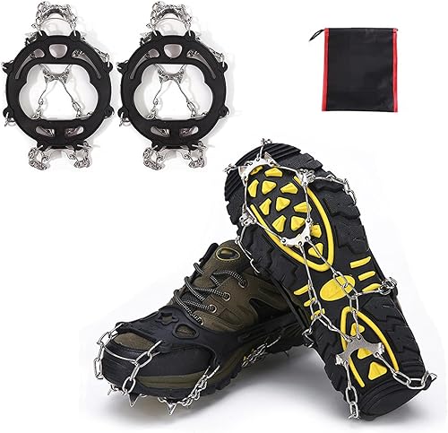 Ramponi da Ghiaccio Antiscivolo, Ramponi Antiscivolo Per Scarpe, Ramponcini Scarponi Neve Ghiaccio, Adatto Per Scarpe da Neve, Scarpe da Trekking, Scarpe Di Cuoio, Scarpe Sportive (Arancia) - Ysert