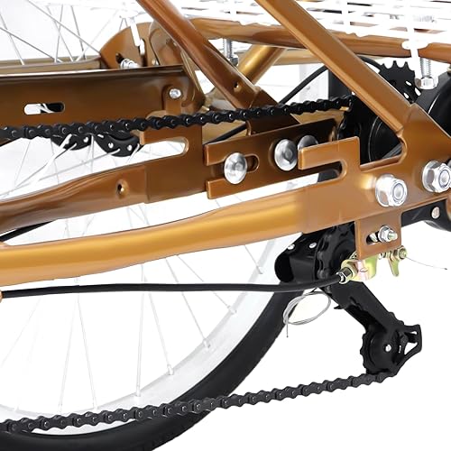 Bicicletta da carico da 24 pollici, 6 marce, triciclo pieghevole con cestino per la spesa, triciclo per adulti, bici con luce a LED, porta bicchiere - Ysert