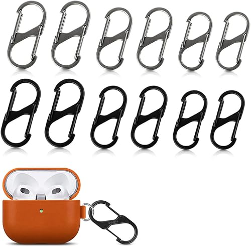 12 pezzi moschettone, moschettone nero per pesca, viaggio, campeggio, moschettone a S, moschettone da arrampicata, moschettone piccolo, portachiavi a moschettone, moschettone, mini moschettone - Ysert