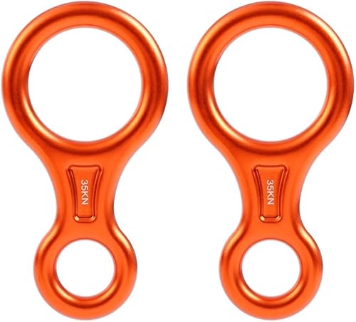 Werwing 2Pack Figura 8 Discensore 35KN Rescue Climbing Gear 7075 Lega di Alluminio Belay Rappel Dispositivo per discesa discesa discesa arancione - Ysert