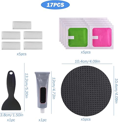 Kit di Riparazione delle Patch di Trampolino, Kit di Fissaggio di Trampolino, Patch adesive Impermeabili 4x4in per Tappetino da Salto, Rete e Pad di Sicurezza - Ysert