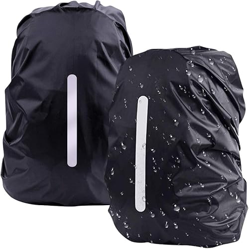 DFK Set di 2 coperture antipioggia impermeabili per zaini, zaini, parapioggia, protezione antipioggia, per esterni, ciclismo, campeggio, escursionismo, Nero (2 pezzi), S, Modern - Ysert