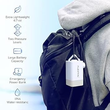 FLEXTAILGEAR MP2Plus Mini pompa ad aria elettrica con batteria ricaricabile e lanterna da campeggio per materassino ad aria, materasso ad aria, galleggiante per piscina, giocattolo gonfiabile - Ysert
