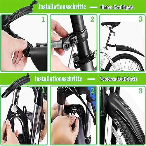 Parafango Regolabile per Mountain Bike Set,Parafango Bici,Parafango MTB,Parafango Anteriore e Posteriore per MTB Bicicletta 20-26 Pollici Ruote - Ysert