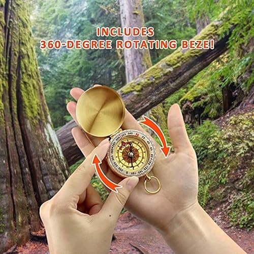 Bussola Militare in Metallo Mini Bussola di Navigazione Portatile in Rame, Impermeabile e Luminosa, Che Brilla al Nero, Multifunzionale Retro con Inclinometro per Escursioni - Ysert