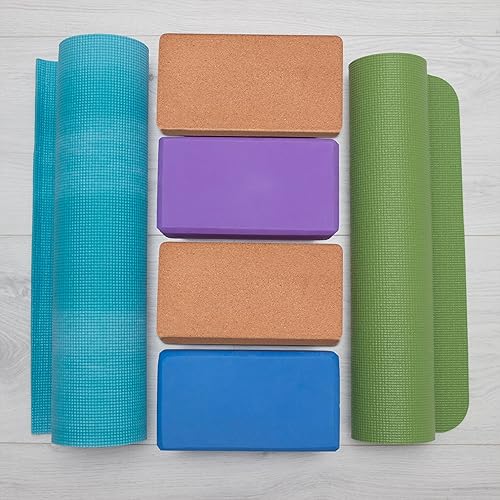 Relaxdays Mattoncini da Yoga. Set da 2 Blocchi in Sughero, Blocchetti per Esercizi, 12x22,5x7 cm, Antiscivolo, Marrone, 12 x 22.5 x 7 cm - Ysert