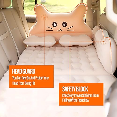 Ergocar Materassino Gonfiabile Gatto Fortunato Floccaggio Materasso Letto per Auto con Pompa per Il Campeggio, Escursionismo, Piscina, Spiaggia, Viaggiare (Grigio) - Ysert