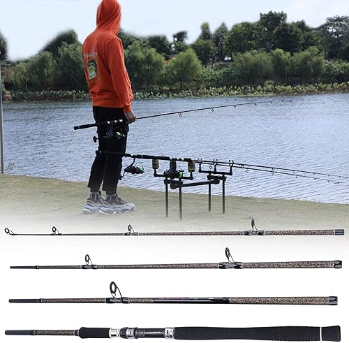 Sougayilang Canna da pesca alla carpa, Porable High Carbon 4 Pc grezzi carpa canna da pesca per viaggi acqua dolce pesca acqua salata - Ysert