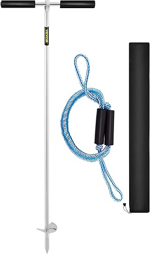 VEVOR - Ancora per Sabbia, Lunghezza 45,7 e 91,7 cm, coclea per Spiaggia e Sandbar, Ancoraggio a Vite in Acciaio Inox 316 con Manico Rimovibile, Corda Elastica e Borsa per Il Trasporto, per Kayak Jet - Ysert