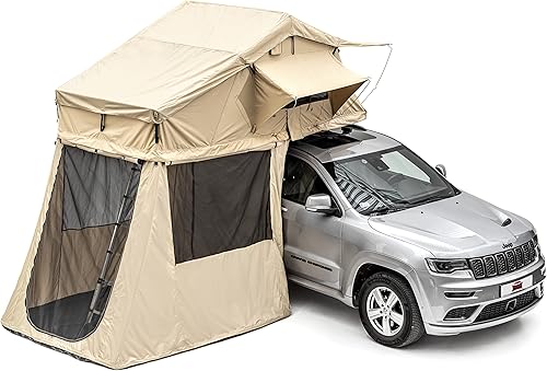 Tenda da campeggio con vestibolo per 2 persone + materasso - comoda e mobile, ideale per escursioni complete di scale telescopica, tasche per accessori e zanzariere | Impermeabile - Ysert