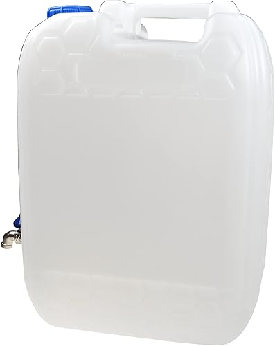 Tanica per acqua potabile da 20 litri, senza BPA, con rubinetto zincato, grigia, rettangolare - Ysert
