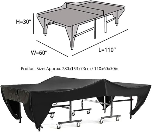 Greensen Copertura per Pong Copertura per Tavolo da Pong per Esterni Impermeabile Copertura per Tavolo da Pong Copertura per Tavolo da Pong Antipolvere, Nero 280x153x73cm - Ysert
