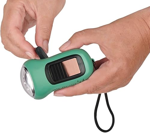 Moses. Fernweh Dynamo - Lanterna solare ricaricabile con pannello solare e manovella, 3 LED luminosi e cinghia per mano - Ysert