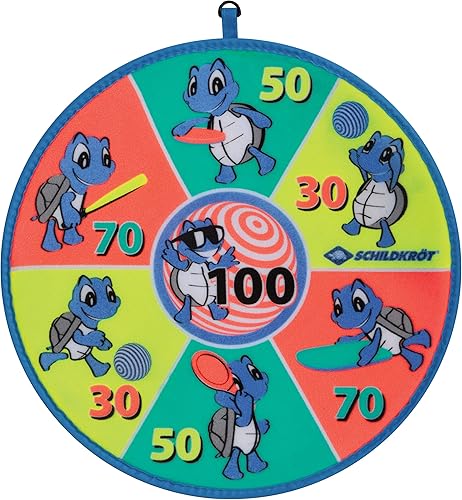 Schildkröt Set di Freccette Morbide, 1 Disco Stampato su Entrambi i Lati con Diversi Distanze di Tiro, 2 x 3 Palline in Velcro, per 2 Giocatori, 970148 - Ysert