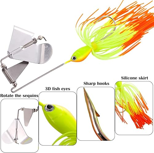 Sougayilang Esche da pesca Buzzbait Spinnerbait Jigs Lure per spigola luccio pesca - Ysert