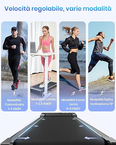 Tapis roulant per casa, walking pad con pendenza, tapis roulant elettrico con telecomando e indicatore LED, tapis roulant scrivania per ufficio/casa, 2,5 CV, capacità 120 - Ysert