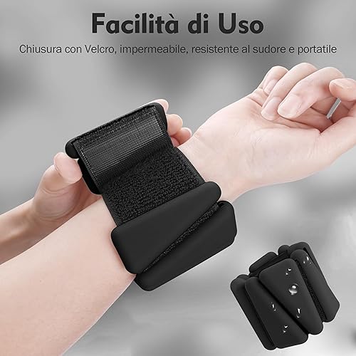SUNYA Pesi da caviglia per donne e uomini - Set di 2 pesi da polso (2x0,45/0,5 kg) - Bracciale regolabile con pesi in silicone, perfetto per lo yoga e il pilates, la danza, la danza - Ysert