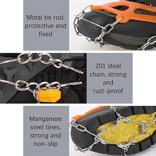 Ramponi da Ghiaccio Antiscivolo, Ramponi Antiscivolo Per Scarpe, Ramponcini Scarponi Neve Ghiaccio, Adatto Per Scarpe da Neve, Scarpe da Trekking, Scarpe Di Cuoio, Scarpe Sportive (Arancia) - Ysert