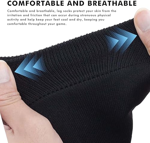 6 Pizze di Calzettoni Parastinchi Anti-Scivolo per Calcio – Alta Qualità, per Bambini e Adulti, Nero - Ysert