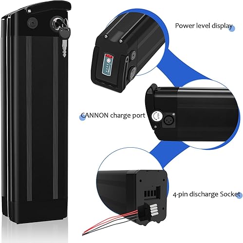 Silver Fish Batteria E-Bike da 36V 15AH Batteria per Bici Pieghevole e Biciclette Elettriche, con Caricabatterie USB (Nero-YM04-36V15AH) - Ysert