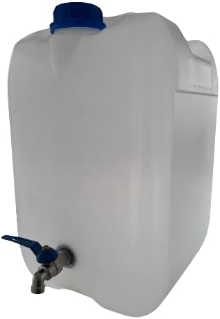 Tanica per acqua potabile da 20 litri, senza BPA, con rubinetto zincato, grigia, rettangolare - Ysert