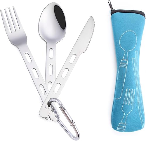 Set Di Posate Da Campeggio, Combinazione Forchetta, Cucchiaio E Coltello, Posate In Acciaio Inossidabile, Posate Da Esterno Riutilizzabili - Ysert