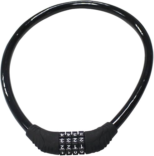 Hannuo - Cavo di Sicurezza con Combinazione a 4 cifre resettabile, con Cavo di Sicurezza autoavvolgente, per Bicicletta, Senza Staffa di Montaggio, 2 Piedi x 1/2 Pollici - Ysert