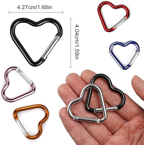 9 Pezzi Moschettone a Forma di Cuore, moschettone Cuore, moschettoni a Forma di Cuore in Alluminio Colorati per Pesca Alpinismo. - Ysert
