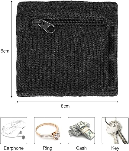 Borsa sportiva da 4 pezzi, tasca con cerniera per cinghie da polso, fascia per il polso, chiavi, carte di credito, cuffie, adatta per fitness, corsa, camminata - Ysert