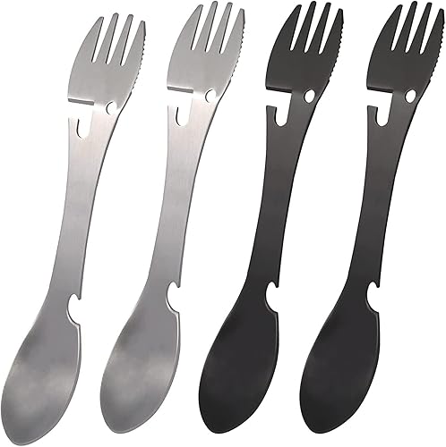 4 Pezzi Posate Campeggio/5 in 1 Sporks Multifunzionale/Adatto per Campeggio, Viaggi, Attività All'Aperto - Ysert