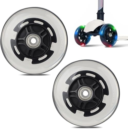 2 PCS Ruote Luminose LED, 100 mm Ruote Luminose per Monopattino Ruote Luminose per Scooter con Cuscinetti ABEC-9 per Tutti i Tipi di Scooter con Pneumatici da 100 mm - Ysert