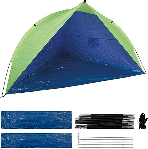 Idena 40000-Guscio da Spiaggia Protezione UV 60+, Circa 2,4 x 1,25 x 1,25 m, Leggero e Compatto per Il Trasporto, Tent Unisex-Adult, Blue, Green - Ysert
