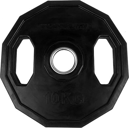 Tunturi Black Peso Palestra Olimpionico - Disco Palestra Gommato - Nero - 10 kg, Unisex – Adulto, Black, 1 - Ysert