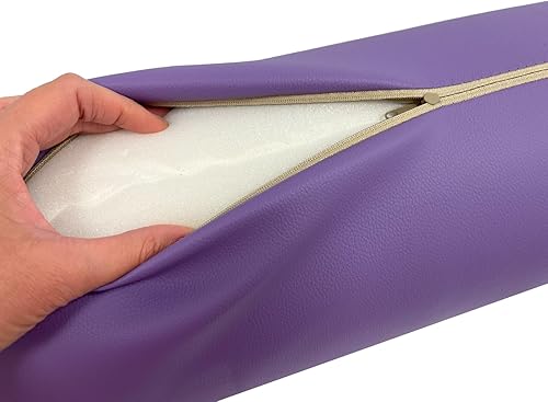 Cuscino a Rullo, 55 x 20 cm, Viola, Similpelle, Ergonomico, Imbottito in Schiuma, per Yoga, Fitness, Massaggio - Ysert