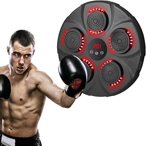 Music Boxing Machine, 9 modalità di velocità Macchina da Box Musicale Pugile con Guanti da Boxe, LED Parete Tira Pugni con Musica, Supporta la connessione Bluetooth - Ysert