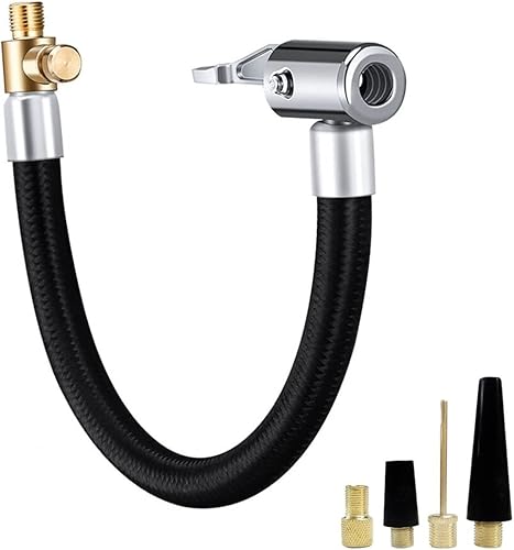 Chuck di bloccaggio del pneumatico con tubo flessibile di gomma, adattatore del tubo flessibile della pompa dell'gonfiatore pneumatico con adattatori della valvola per auto, bicicletta, palla (23.5cm) - Ysert