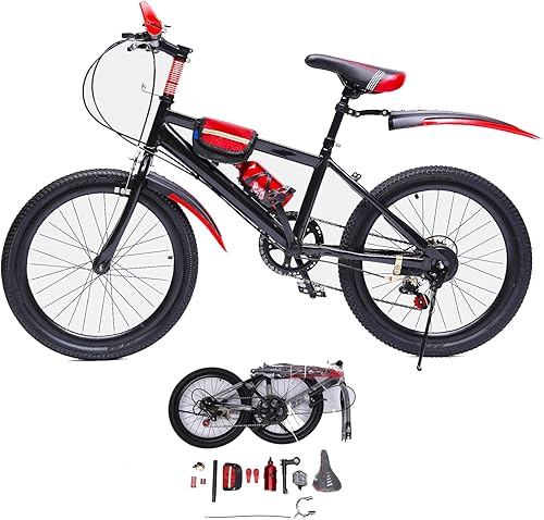 BJTDLLX Bicicletta per bambini da 20 pollici, colore rosso, per bambini, a 7 marce, con campana a bussola - Ysert