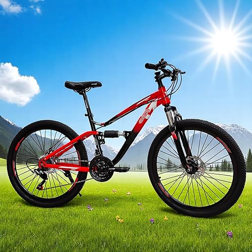 Bicicletta Bici MTB 24'' Pollici Mountain Bike BIAMMORTIZZATA Ragazzo Cambio 21 Velocità Freni a Disco - Ysert