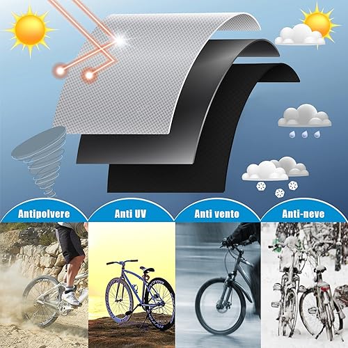 Telo Copri Bicicletta Impermeabile Anti-UV per 2 Bicicletta, Copribici Copertura 190T Custodia Protettiva per Bicicletta - 200×90×110cm, Nero - Ysert