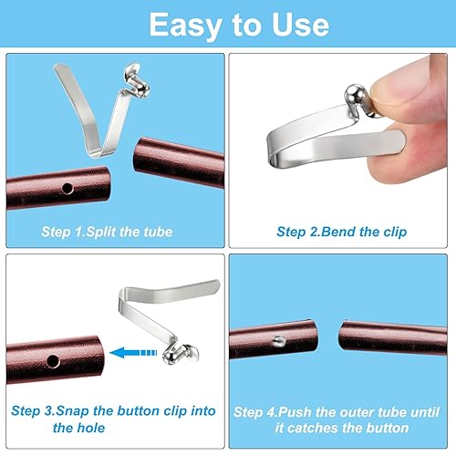 8x6mm Fermi per Pagaie da Kayak, Confezione da 10 Clip per Asta Tendalino in Acciaio a Forma di V con Pulsante a Molla per Bloccato Tubi Asta per Campeggio Tendalino - Ysert