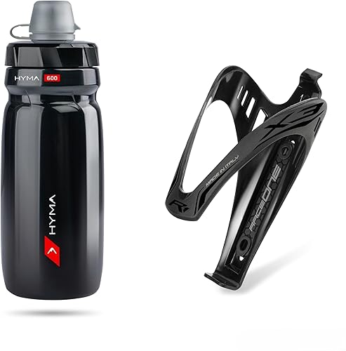 R1 Raceone KIT Borraccia da Bici HYMA con COVER da 600 CC, Porta Borraccia X3, Realizzati in Italia - Ysert