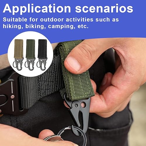3 pezzi Tactical Gear Clip,all'aperto,Gancio Molle Tattico,Portachiavi Tattico in Nylon alpinismo,Fibbia della Cintura - Ysert