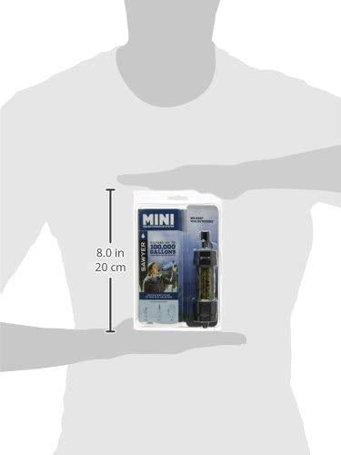 Filtro per acqua Sawyer Mini PointONE per uso esterno - Rimuove il 100% dei microplastici e il 99,99999%* di tutti i batteri - Compatto, leggero e filtra fino a 100.000 galloni (SP107) - Ysert
