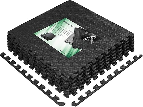 DOOHALO Tappetino per esercizi a puzzle, tappetino protettivo per palestra, 60 x 60 cm, cuscini in gomma antiscivolo, tappetini in schiuma EVA ad incastro per casa, fitness, sport, yoga, allenamento - Ysert