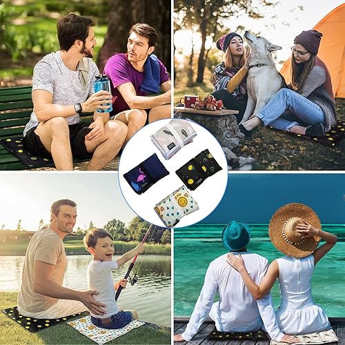 4 cuscini per esterni, pieghevoli, per esterni, parco giochi, campeggio, escursioni, picnic, con 1 custodia - Ysert