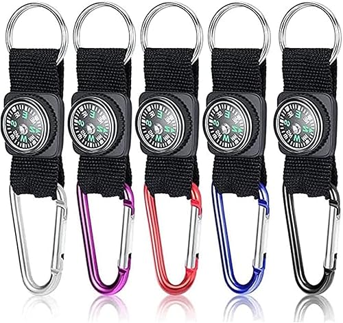 10 Pezzi Bussola Portachiavi,Bussola Di Navigazione Portachiavi,Campeggio Mini Moschettone Bussola Multifunzione Portatile Portachiavi,Per Campeggio Escursionismo Arrampicata Viaggiare(Colore Casuale) - Ysert