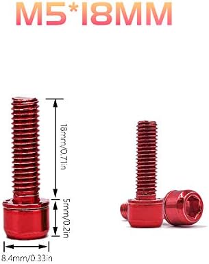 Viti in Lega di Titanio Bici in Lega di Titanio Vite da Bicicletta con Rondelle Bulloni Fissi per Mountain Bike Bulloni Conici in Lega M5 x 18 mm per Attacco Manubrio MTB in Lega, Rosso 6 Pezzi - Ysert