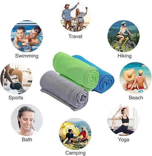 Asciugamano Microfibra Set di 3, Asciugamano Palestra Compatto E Ultraleggero 30 x 100cm, Asciugamano Rinfrescante, Asciugamano Spiaggia Asciugatura Rapida per Viaggio,per Palestra, Sport, Yoga - Ysert